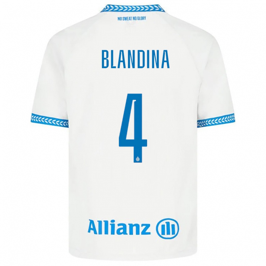 גברים Noham Blandina #4 כחול לבן הרחק ג'רזי 2025/26 חולצה קצרה
