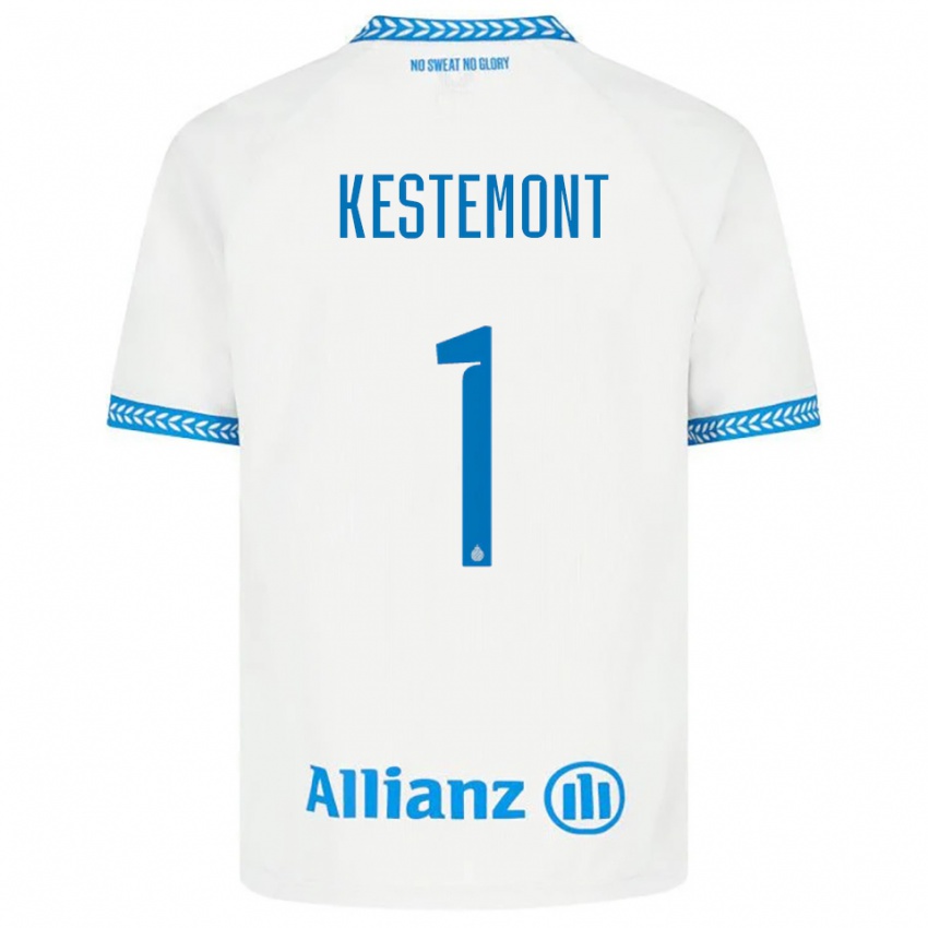 גברים Thibeau Kestemont #1 כחול לבן הרחק ג'רזי 2025/26 חולצה קצרה