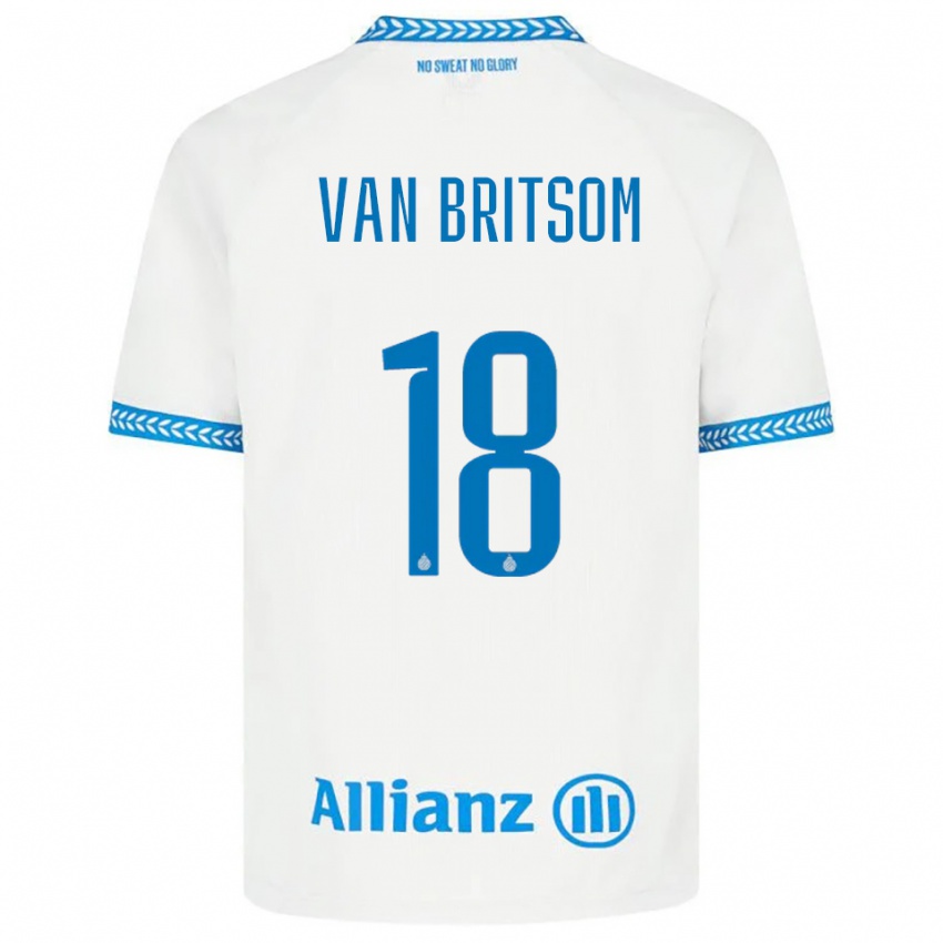 גברים Jakke Van Britsom #18 כחול לבן הרחק ג'רזי 2025/26 חולצה קצרה