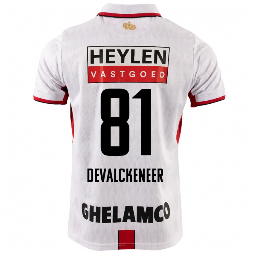 גברים Niels Devalckeneer #81 לבן אדום הרחק ג'רזי 2025/26 חולצה קצרה