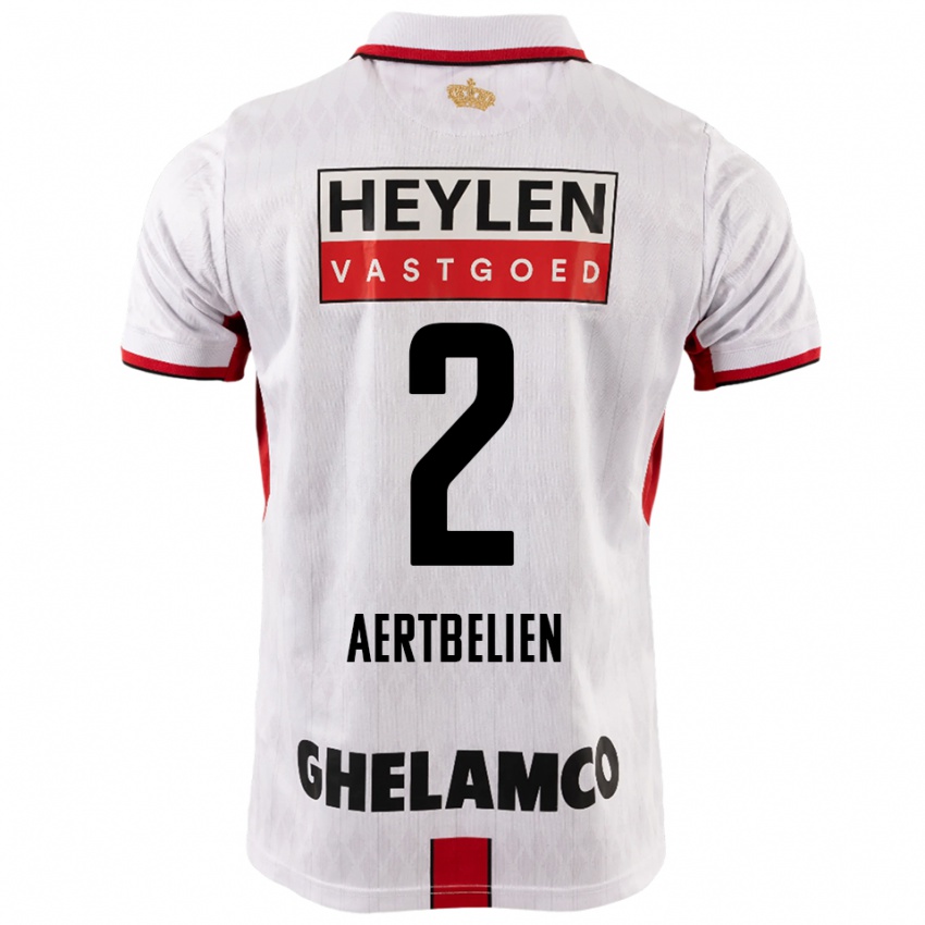 גברים Lukas Aertbeliën #2 לבן אדום הרחק ג'רזי 2025/26 חולצה קצרה