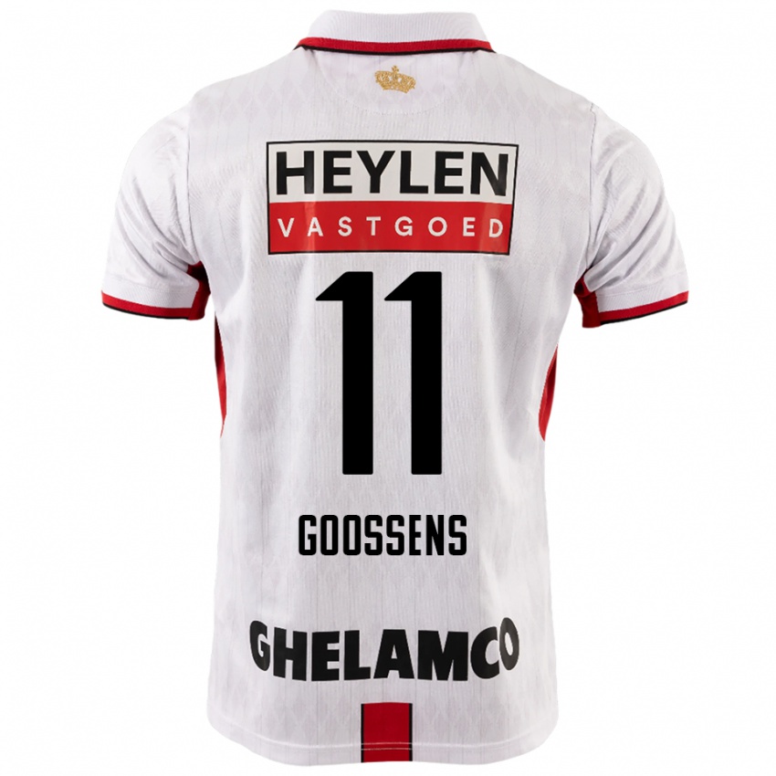 גברים Mattias Goossens #11 לבן אדום הרחק ג'רזי 2025/26 חולצה קצרה