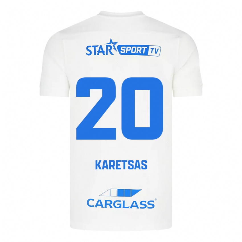 גברים Konstantinos Karetsas #20 לבן כחול הרחק ג'רזי 2025/26 חולצה קצרה