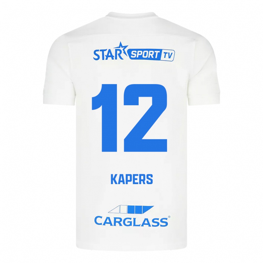 גברים Wout Kapers #12 לבן כחול הרחק ג'רזי 2025/26 חולצה קצרה