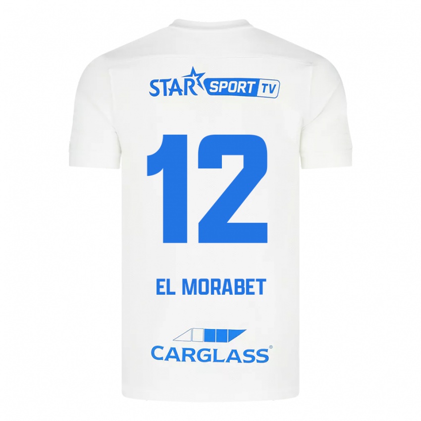 גברים Sami El Morabet #12 לבן כחול הרחק ג'רזי 2025/26 חולצה קצרה