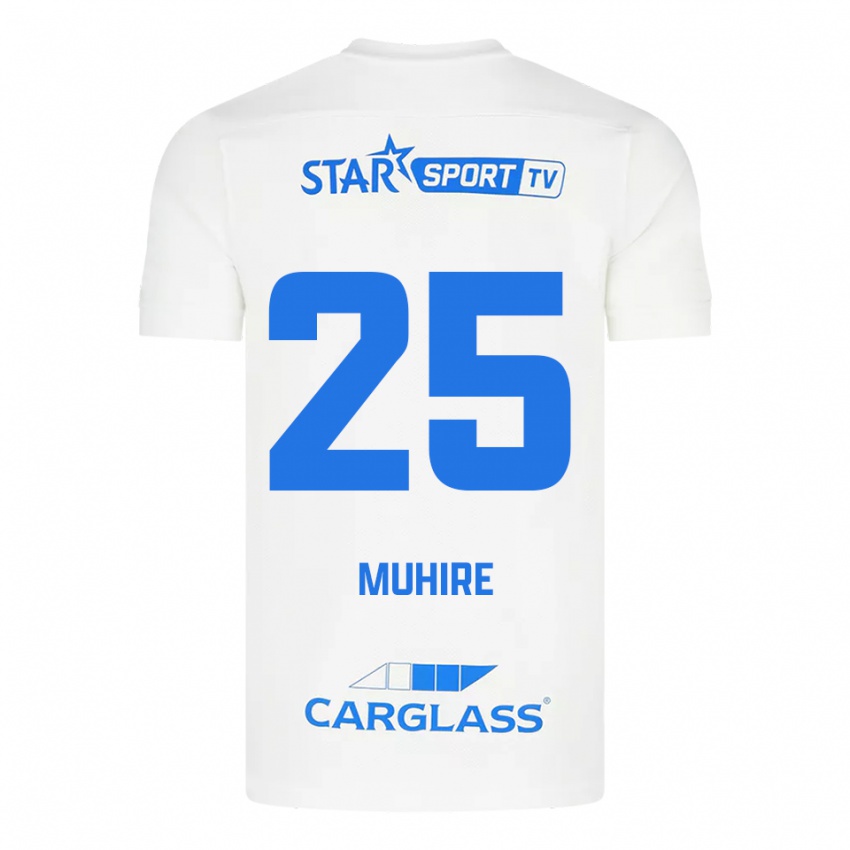 גברים Ian-Confiance Muhire #25 לבן כחול הרחק ג'רזי 2025/26 חולצה קצרה