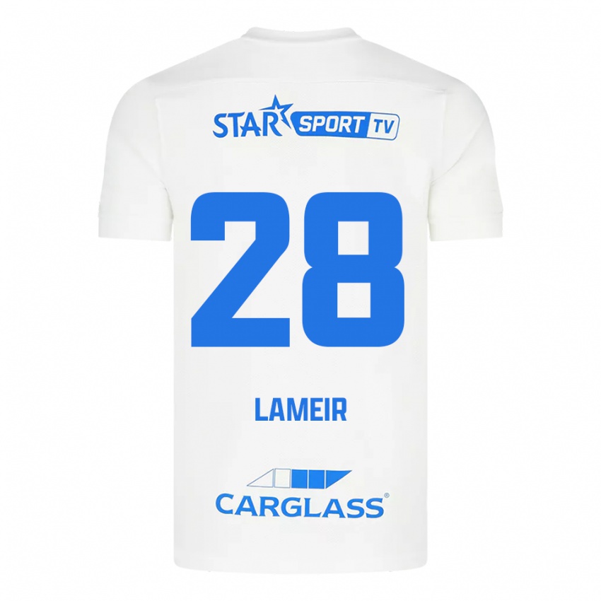 גברים Tess Lameir #28 לבן כחול הרחק ג'רזי 2025/26 חולצה קצרה