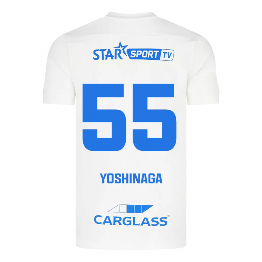 גברים Yumeki Yoshinaga #55 לבן כחול הרחק ג'רזי 2025/26 חולצה קצרה