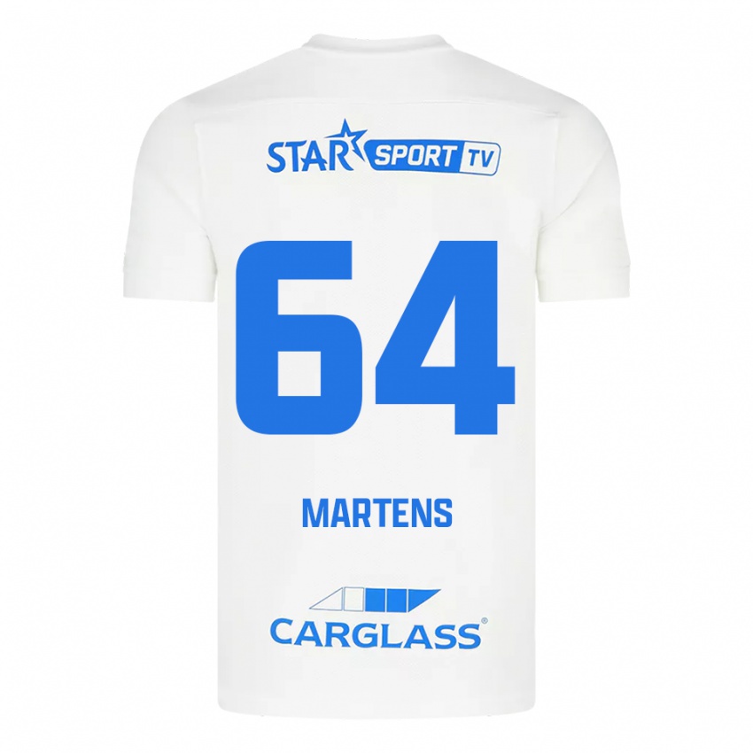 גברים נולאן מרטנס #64 לבן כחול הרחק ג'רזי 2025/26 חולצה קצרה