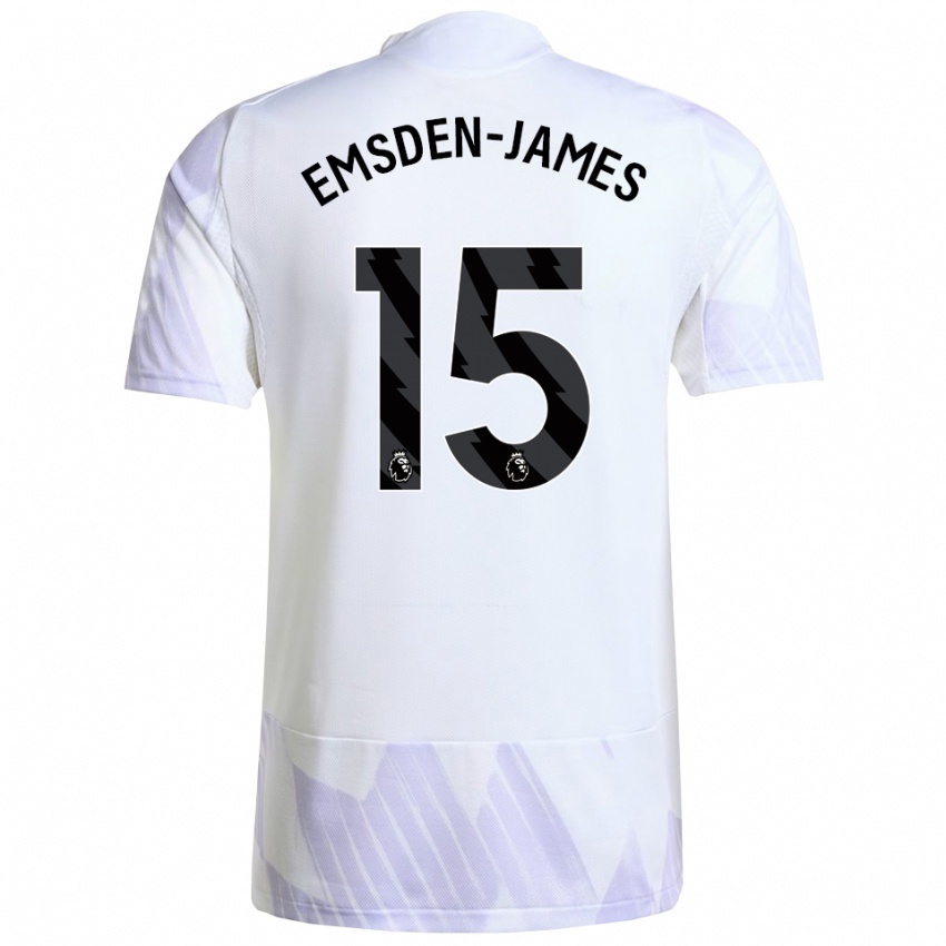 גברים Harley Emsden-James #15 לבן סגול סגול הרחק ג'רזי 2025/26 חולצה קצרה