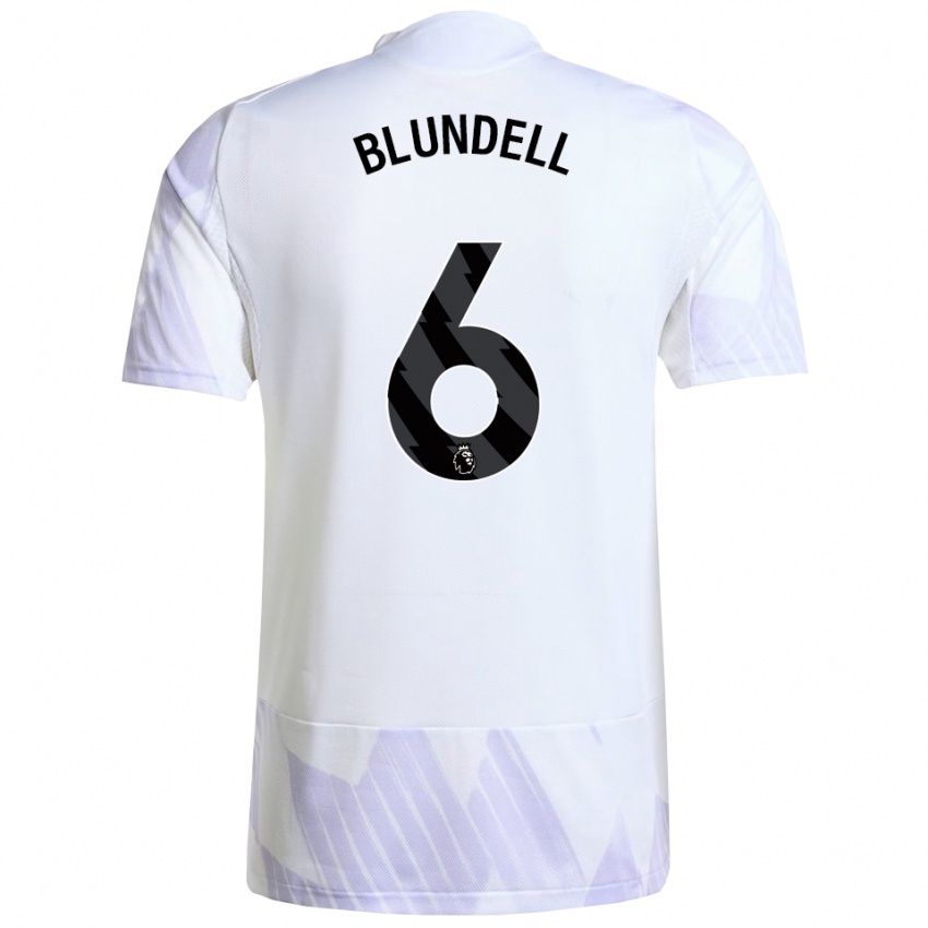 גברים האנה בלנדל #6 לבן סגול סגול הרחק ג'רזי 2025/26 חולצה קצרה