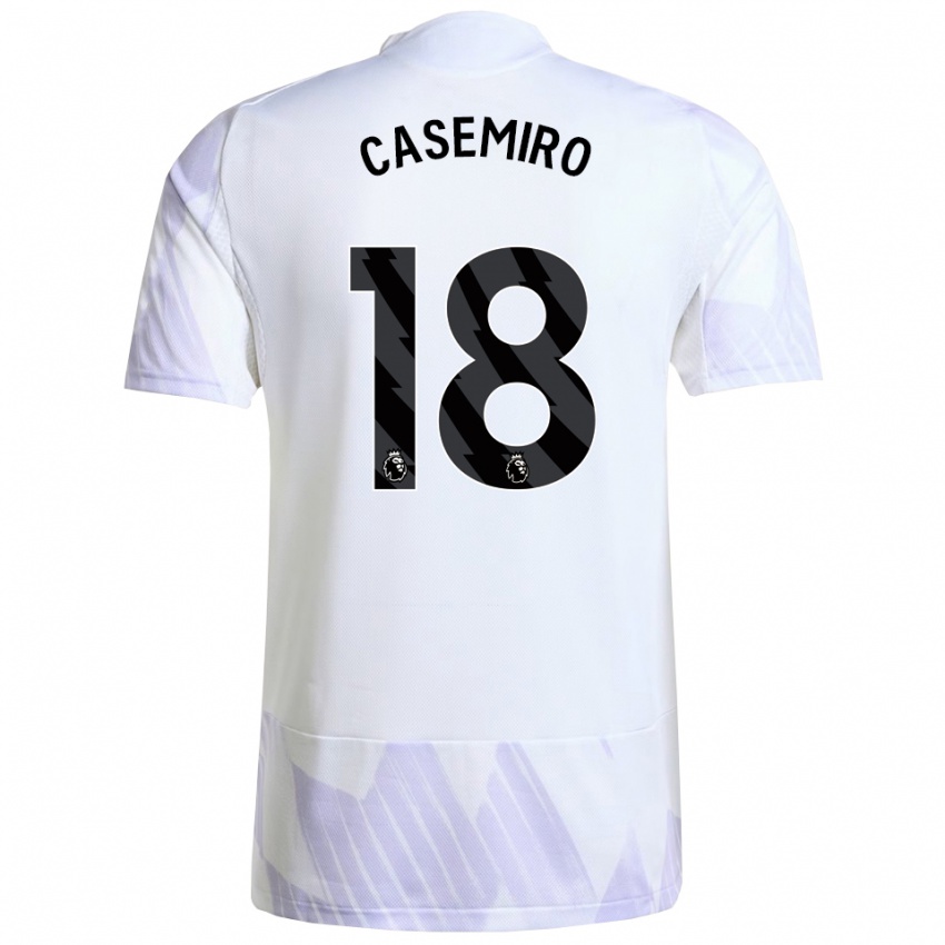 גברים קאסמירו #18 לבן סגול סגול הרחק ג'רזי 2025/26 חולצה קצרה
