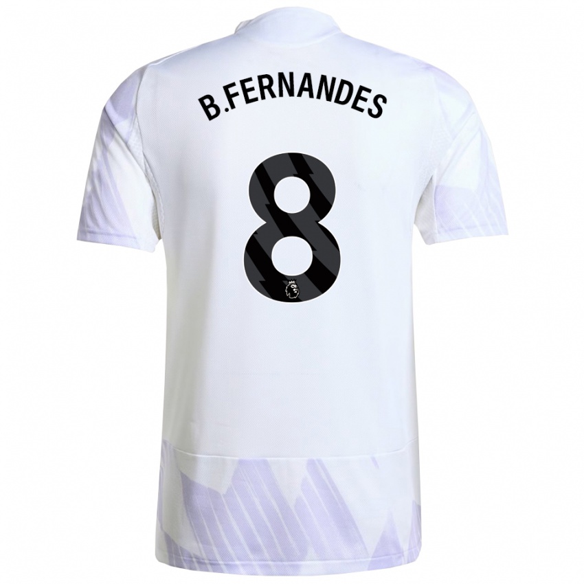 גברים ברונו פרננדס #8 לבן סגול סגול הרחק ג'רזי 2025/26 חולצה קצרה