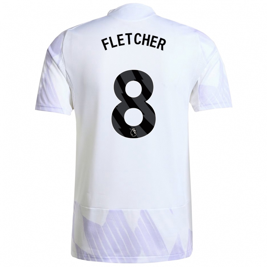 גברים טיילר פלטשר #8 לבן סגול סגול הרחק ג'רזי 2025/26 חולצה קצרה