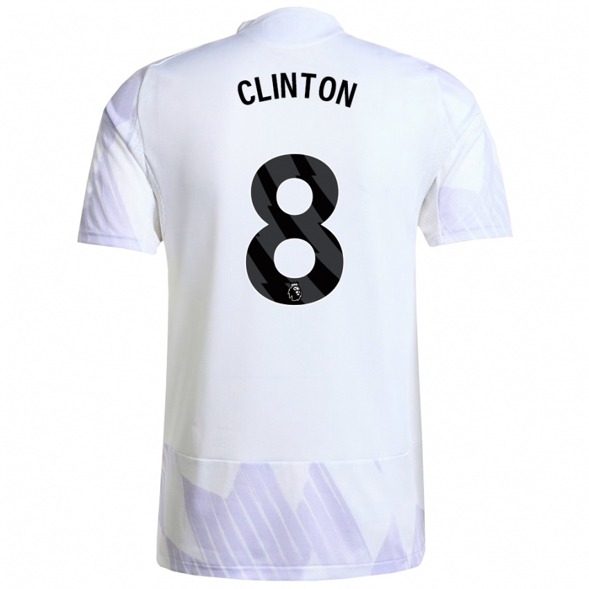 גברים גרייס קלינטון #8 לבן סגול סגול הרחק ג'רזי 2025/26 חולצה קצרה