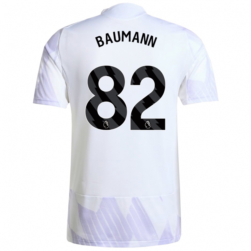 גברים זך באומן #82 לבן סגול סגול הרחק ג'רזי 2025/26 חולצה קצרה