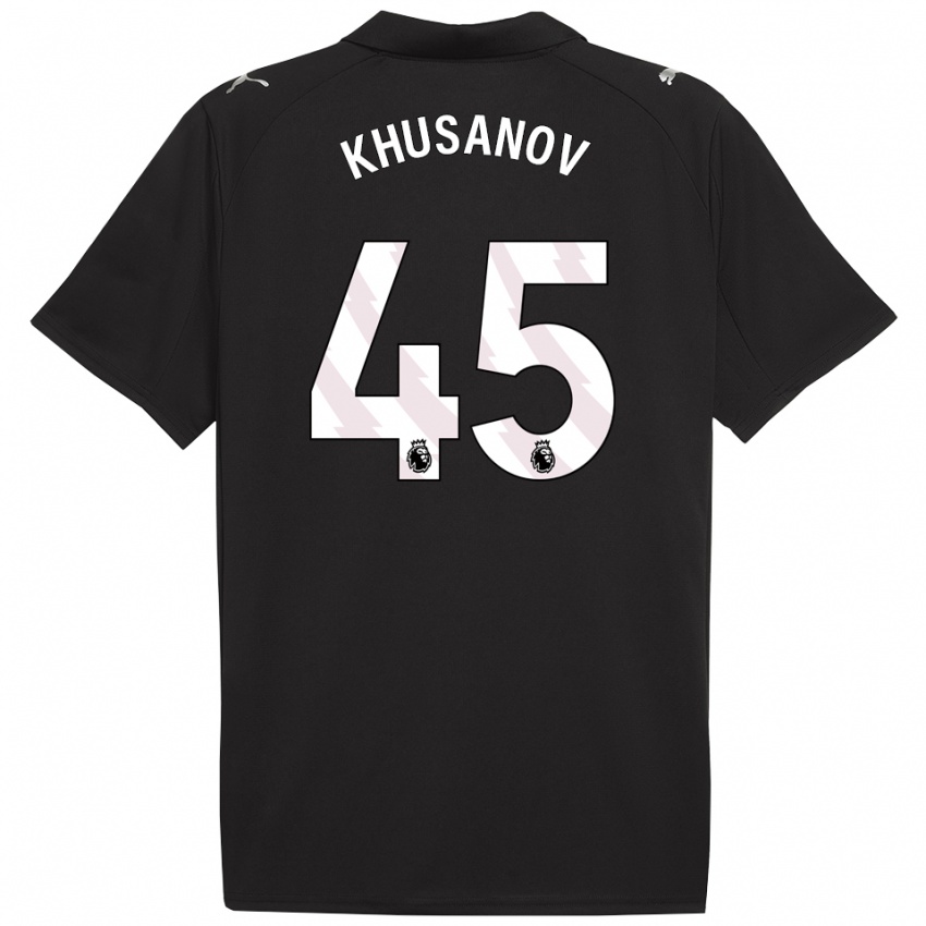 גברים עבדוקודיר חוסאנוב #45 שחור לבן הרחק ג'רזי 2025/26 חולצה קצרה