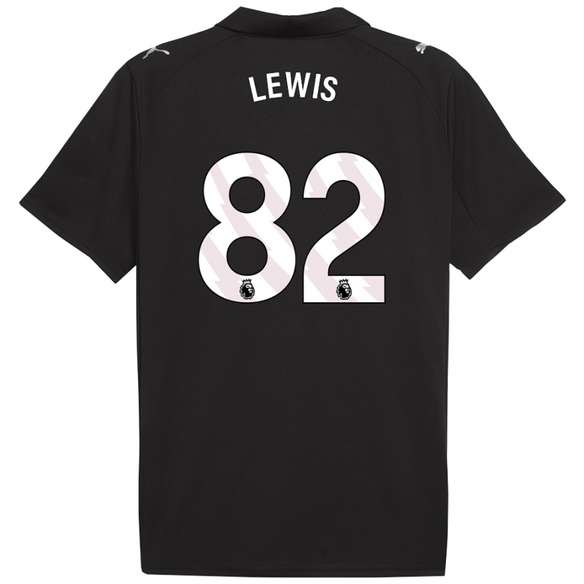 גברים Rico Lewis #82 שחור לבן הרחק ג'רזי 2025/26 חולצה קצרה