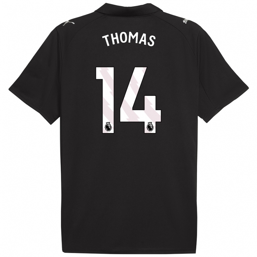 גברים Rhys Thomas #14 שחור לבן הרחק ג'רזי 2025/26 חולצה קצרה