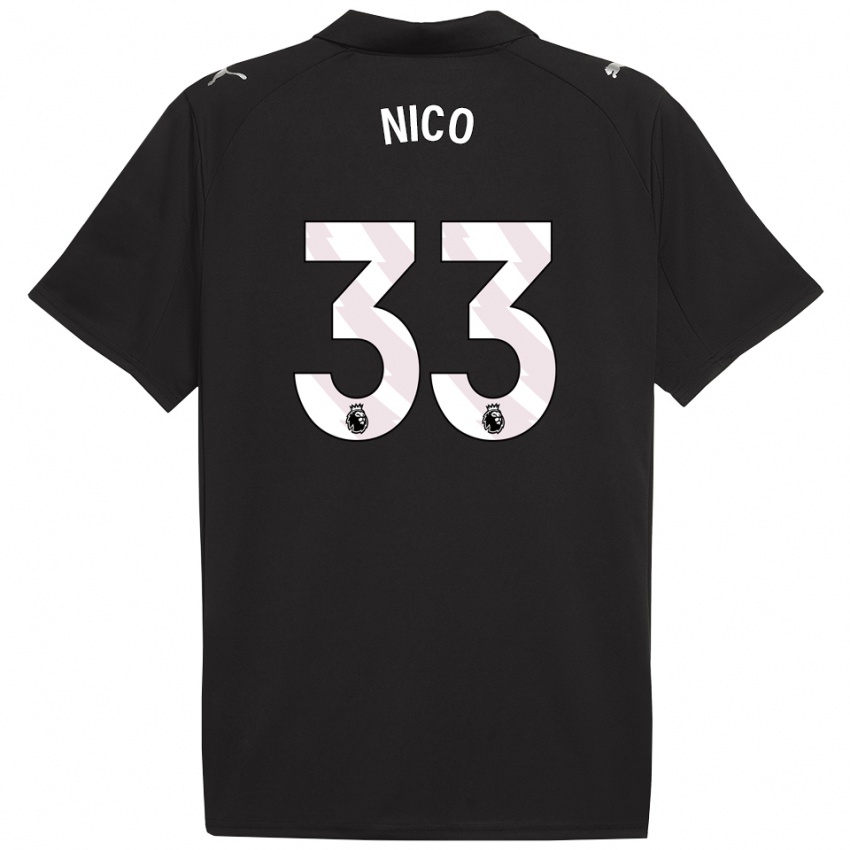 גברים Nico O'reilly #33 שחור לבן הרחק ג'רזי 2025/26 חולצה קצרה