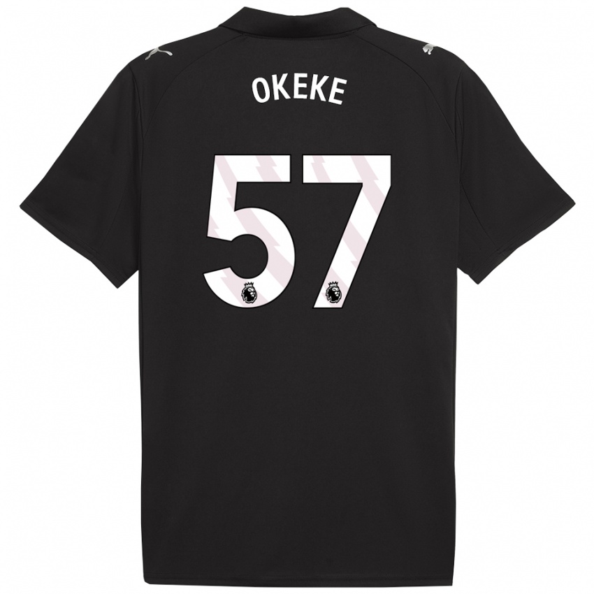 גברים מיכאל אוקקה #57 שחור לבן הרחק ג'רזי 2025/26 חולצה קצרה