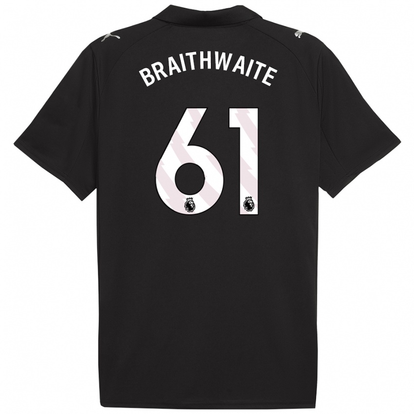 גברים Kaden Braithwaite #61 שחור לבן הרחק ג'רזי 2025/26 חולצה קצרה