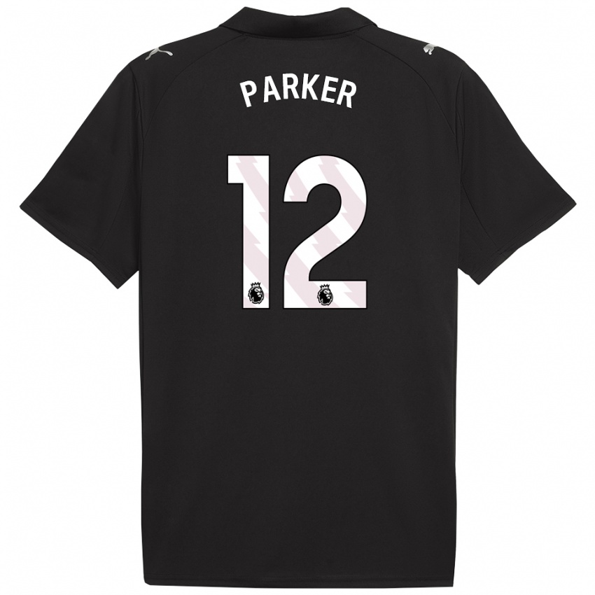 גברים Xavier Parker #12 שחור לבן הרחק ג'רזי 2025/26 חולצה קצרה
