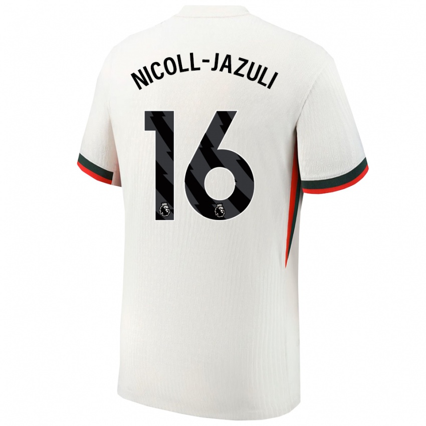 גברים Mahdi Nicoll-Jazuli #16 לבן ירוק הרחק ג'רזי 2025/26 חולצה קצרה