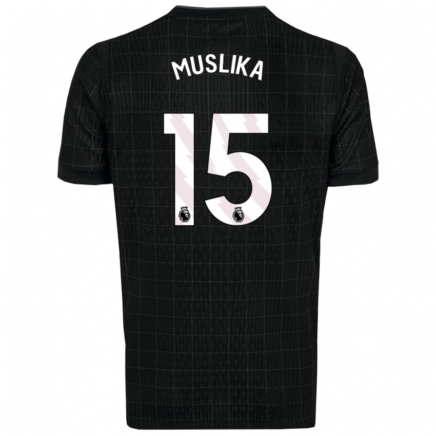 גברים Armend Muslika #15 שחור אפור הרחק ג'רזי 2025/26 חולצה קצרה