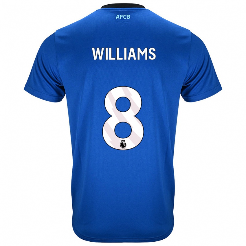 גברים Phoebe Williams #8 כחול שחור הרחק ג'רזי 2025/26 חולצה קצרה