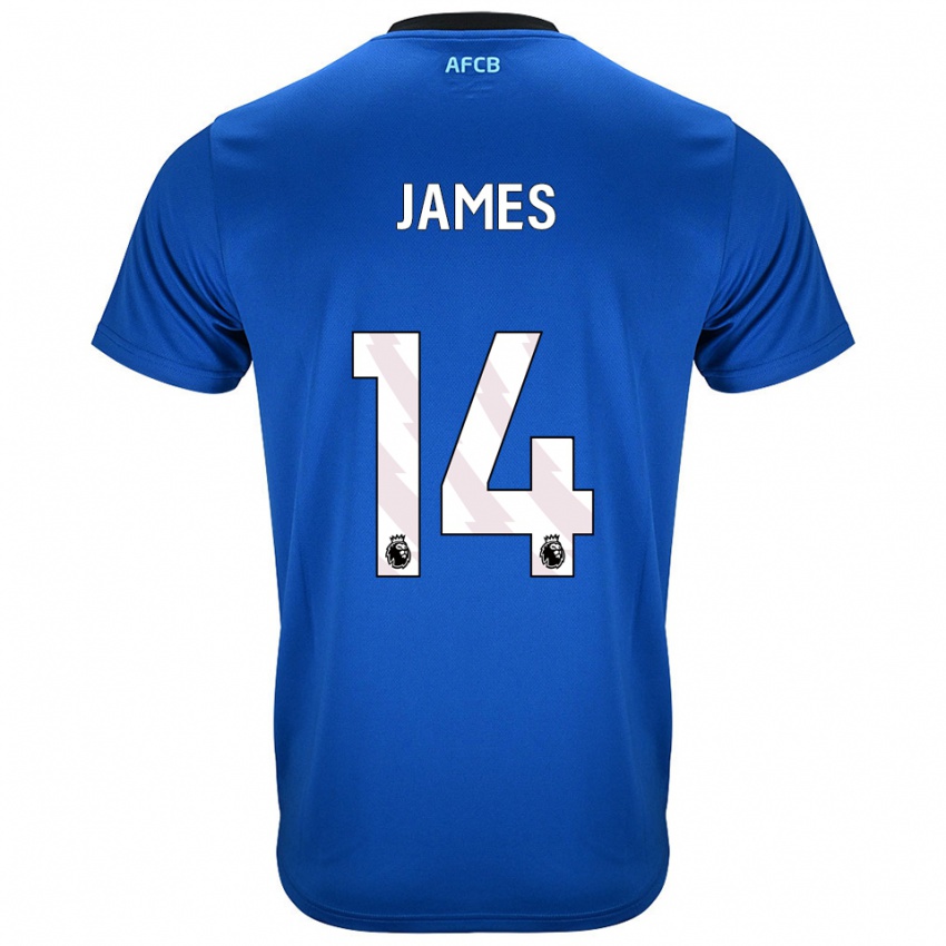 גברים Katie James #14 כחול שחור הרחק ג'רזי 2025/26 חולצה קצרה