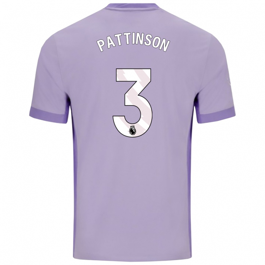 גברים Poppy Pattinson #3 טארו סגול לבן הרחק ג'רזי 2025/26 חולצה קצרה