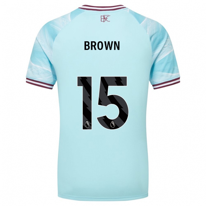 גברים Kian Brown #15 תכלת בורדו הרחק ג'רזי 2025/26 חולצה קצרה