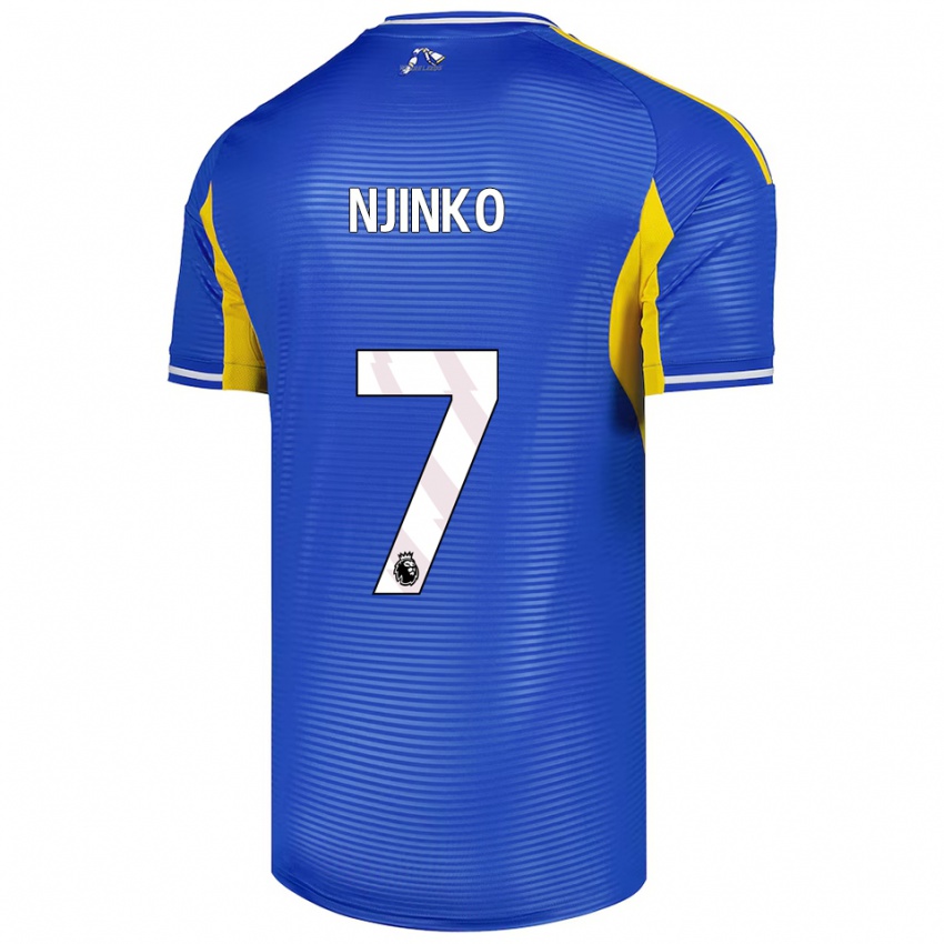 גברים Carrick Njinko #7 כחול צהוב הרחק ג'רזי 2025/26 חולצה קצרה