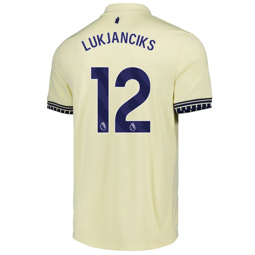 גברים Douglass Lukjanciks #12 לבן מלוכלך שחור הרחק ג'רזי 2025/26 חולצה קצרה