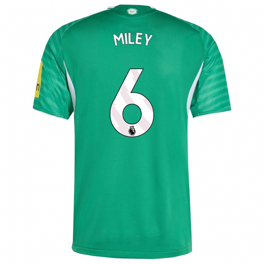 גברים מייסון מיילי #6 ירוק לבן הרחק ג'רזי 2025/26 חולצה קצרה