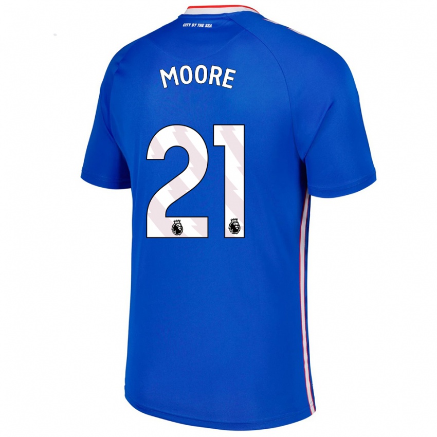 גברים סיימון מור #21 כחול לבן הרחק ג'רזי 2025/26 חולצה קצרה