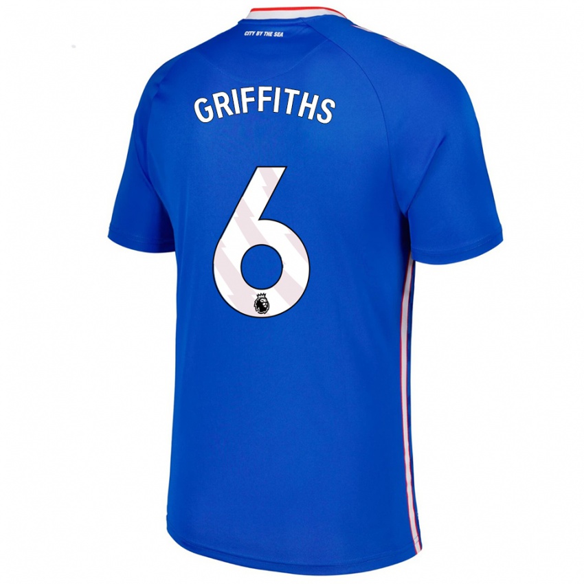 גברים לואיז גריפית'ס #6 כחול לבן הרחק ג'רזי 2025/26 חולצה קצרה
