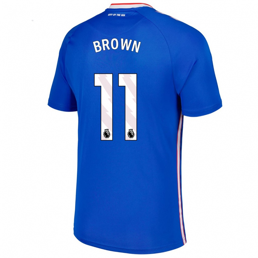 גברים ג'סיקה בראון #11 כחול לבן הרחק ג'רזי 2025/26 חולצה קצרה