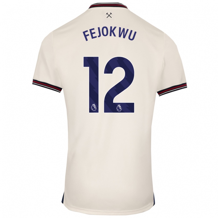 גברים Emmanuel Fejokwu #12 לבן מלוכלך הרחק ג'רזי 2025/26 חולצה קצרה