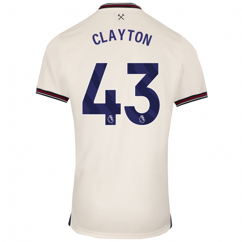 גברים Regan Clayton #43 לבן מלוכלך הרחק ג'רזי 2025/26 חולצה קצרה