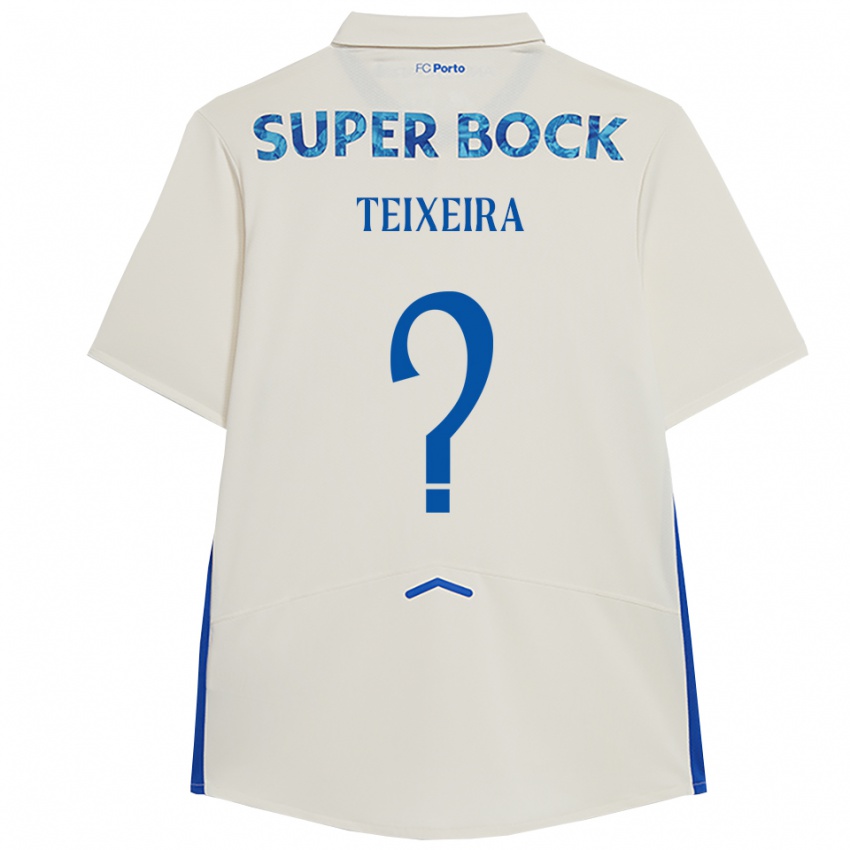 גברים Gonçalo Teixeira #0 לבן כחול ג'רזי קיט שלישי 2025/26 חולצה קצרה