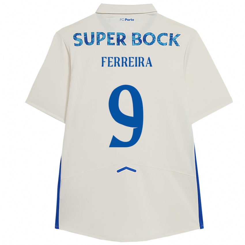 גברים Cristina Ferreira #9 לבן כחול ג'רזי קיט שלישי 2025/26 חולצה קצרה