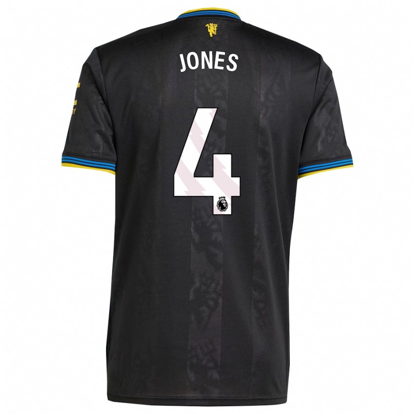 גברים פיל ג'ונס #4 שחור צהוב כחול ג'רזי קיט שלישי 2025/26 חולצה קצרה