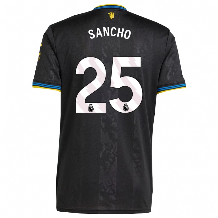 גברים ג'יידון סאנצ'ו #25 שחור צהוב כחול ג'רזי קיט שלישי 2025/26 חולצה קצרה