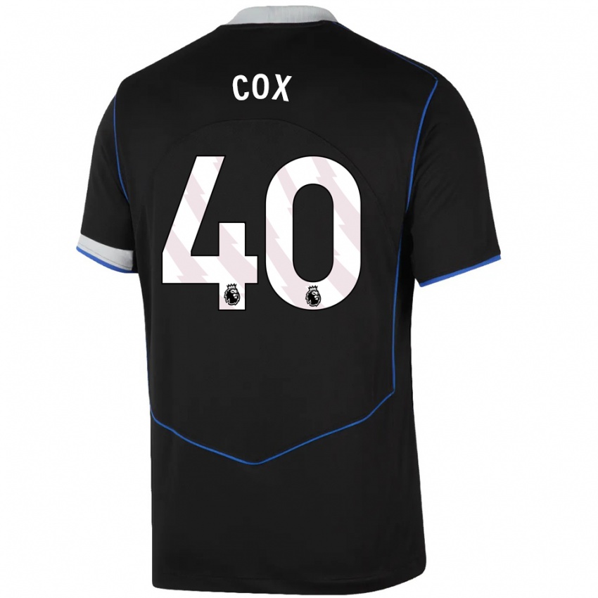 גברים Katie Cox #40 שחור כחול כסוף ג'רזי קיט שלישי 2025/26 חולצה קצרה