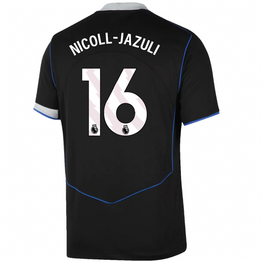 גברים Mahdi Nicoll-Jazuli #16 שחור כחול כסוף ג'רזי קיט שלישי 2025/26 חולצה קצרה