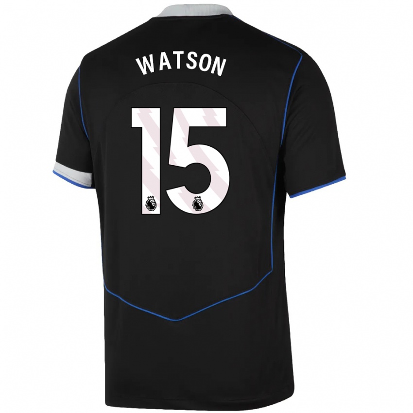 גברים Reggie Watson #15 שחור כחול כסוף ג'רזי קיט שלישי 2025/26 חולצה קצרה