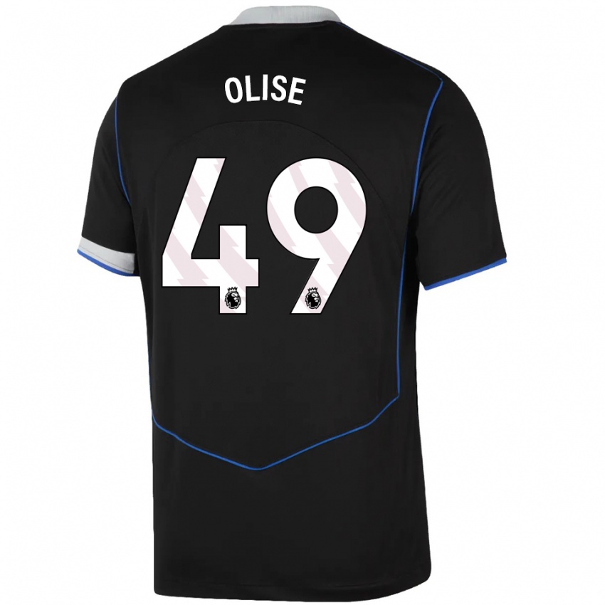 גברים Richard Olise #49 שחור כחול כסוף ג'רזי קיט שלישי 2025/26 חולצה קצרה
