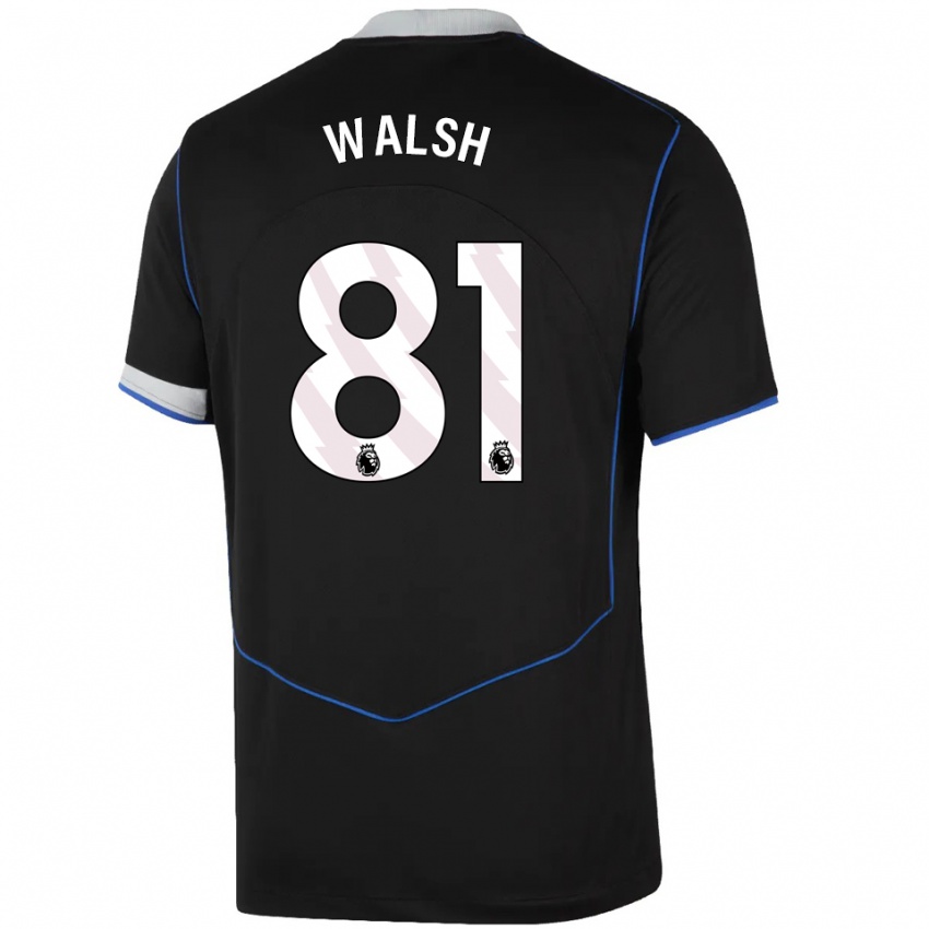 גברים Reggie Walsh #81 שחור כחול כסוף ג'רזי קיט שלישי 2025/26 חולצה קצרה